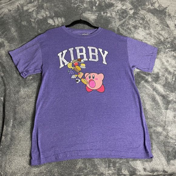 KIRBY Nintendo Men’s Size M Graphic T-Shirt Short Sleeve Purple Heather - Picture 1 of 5
